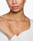 Halsband Med Rosa Sten Silver Ke2089-051-9 - Dahlströms Guld