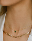 Halsband Ellera Quadrato 18K Guldpläterad Grön Zirkoniumoxid Sj N42279 Gcz Yg - Dahlströms Guld