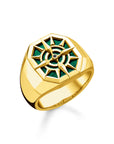 Ring Kompass Grön Guldfärgad - Dahlströms Guld