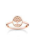 Ring Tree Of Love Med Vita Stenar Rosé - Dahlströms Guld