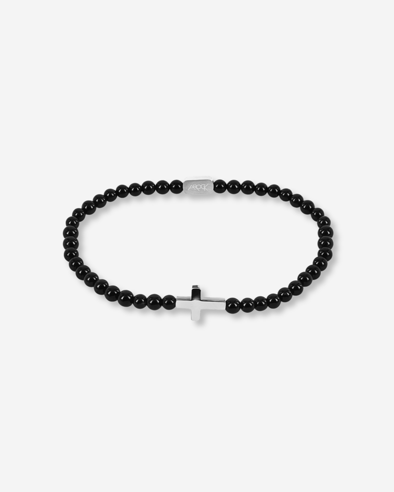 Armband Cross bead Svart/Stål