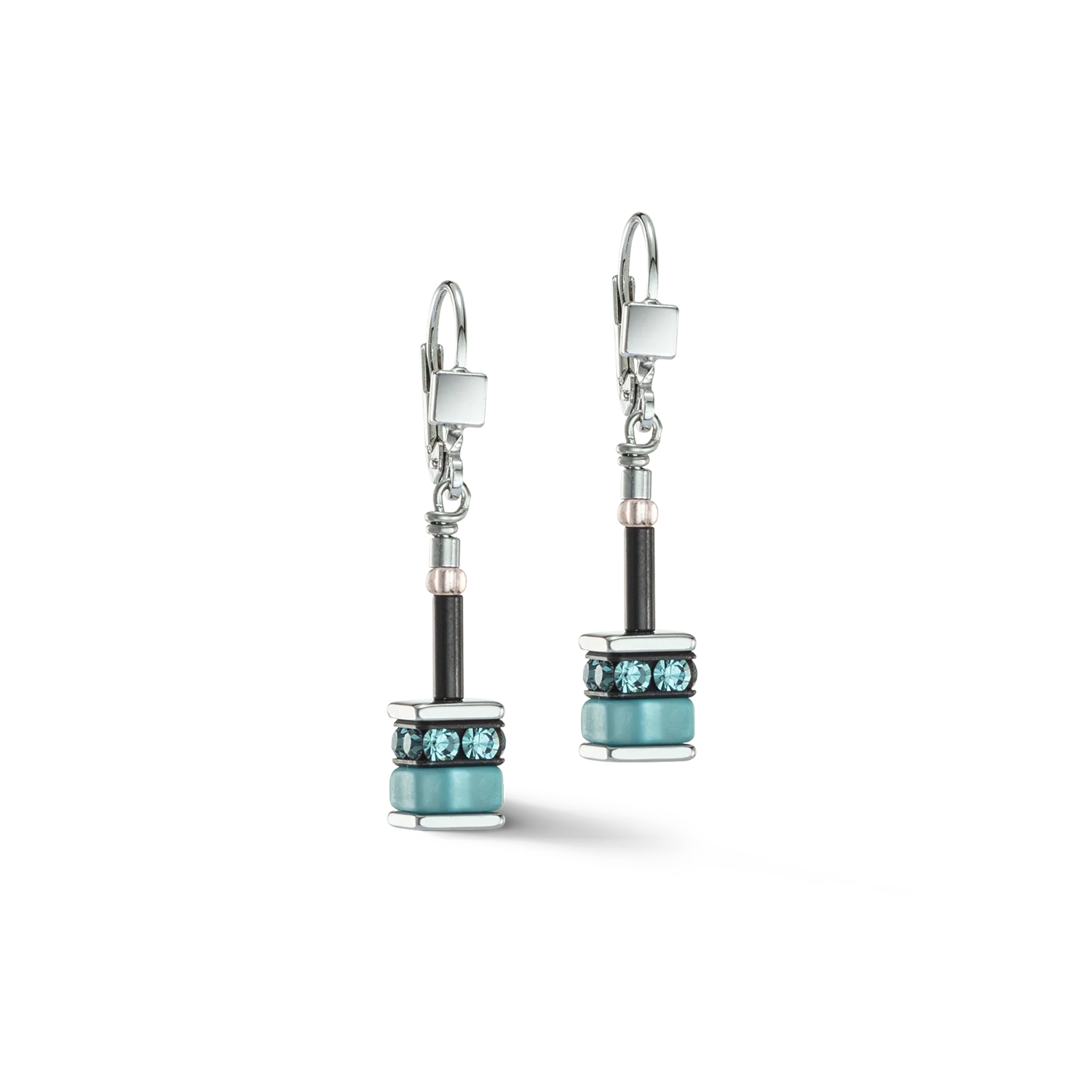 Örhängen Geocube® Swarovski® Crystals & Gemstones Aqua-Brown (440920 2011) - Dahlströms Guld