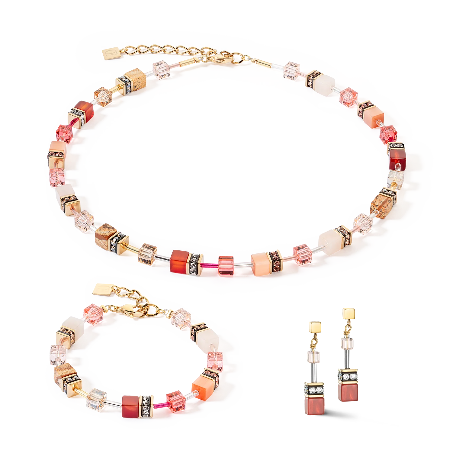 Örhängen Geocube® Crystals & Gemstones Red Biege (490521 0310) - Dahlströms Guld