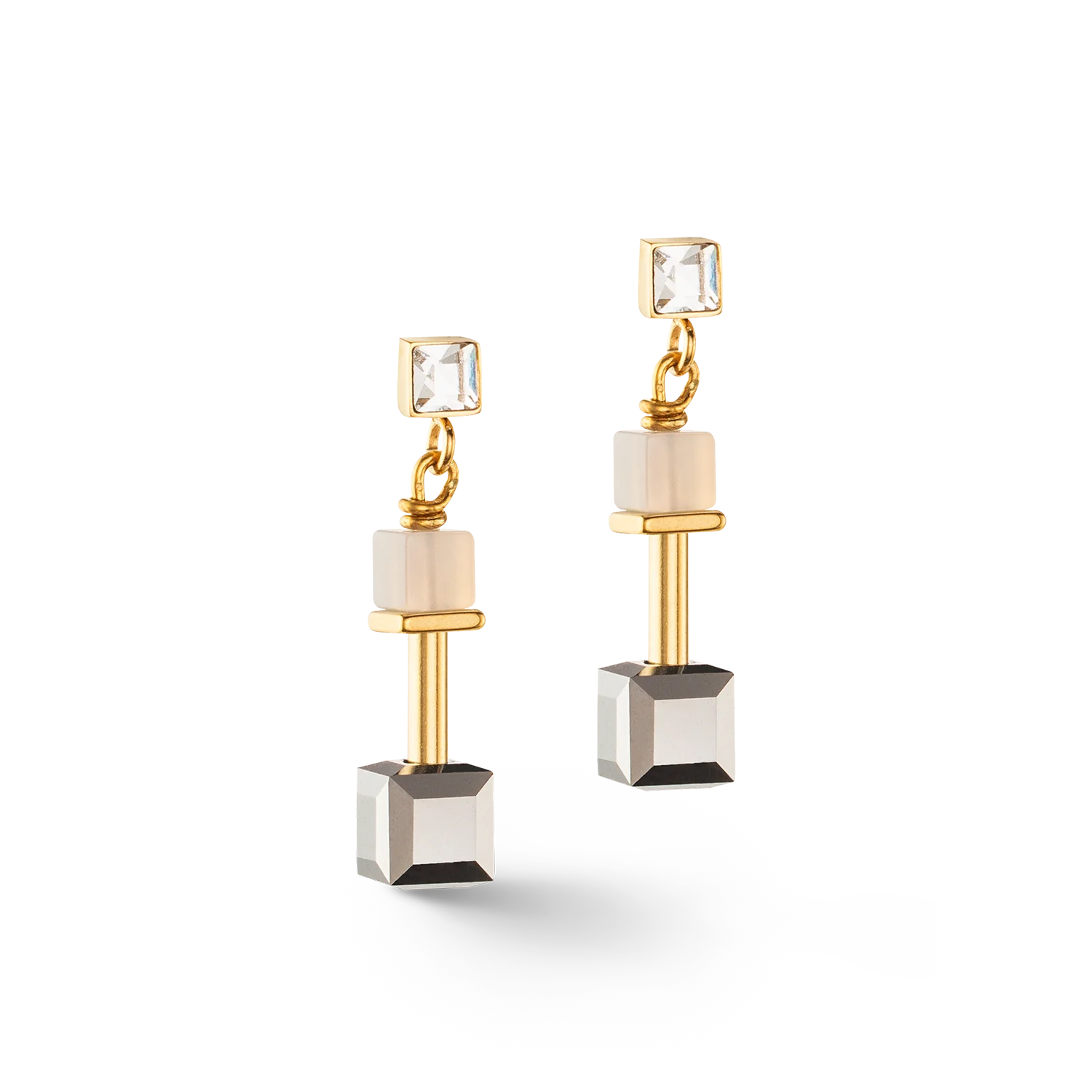 Örhängen Geocube® Swarovski® Crystals Precious Slider Closure gold grey (507421 1216) - Dahlströms Guld