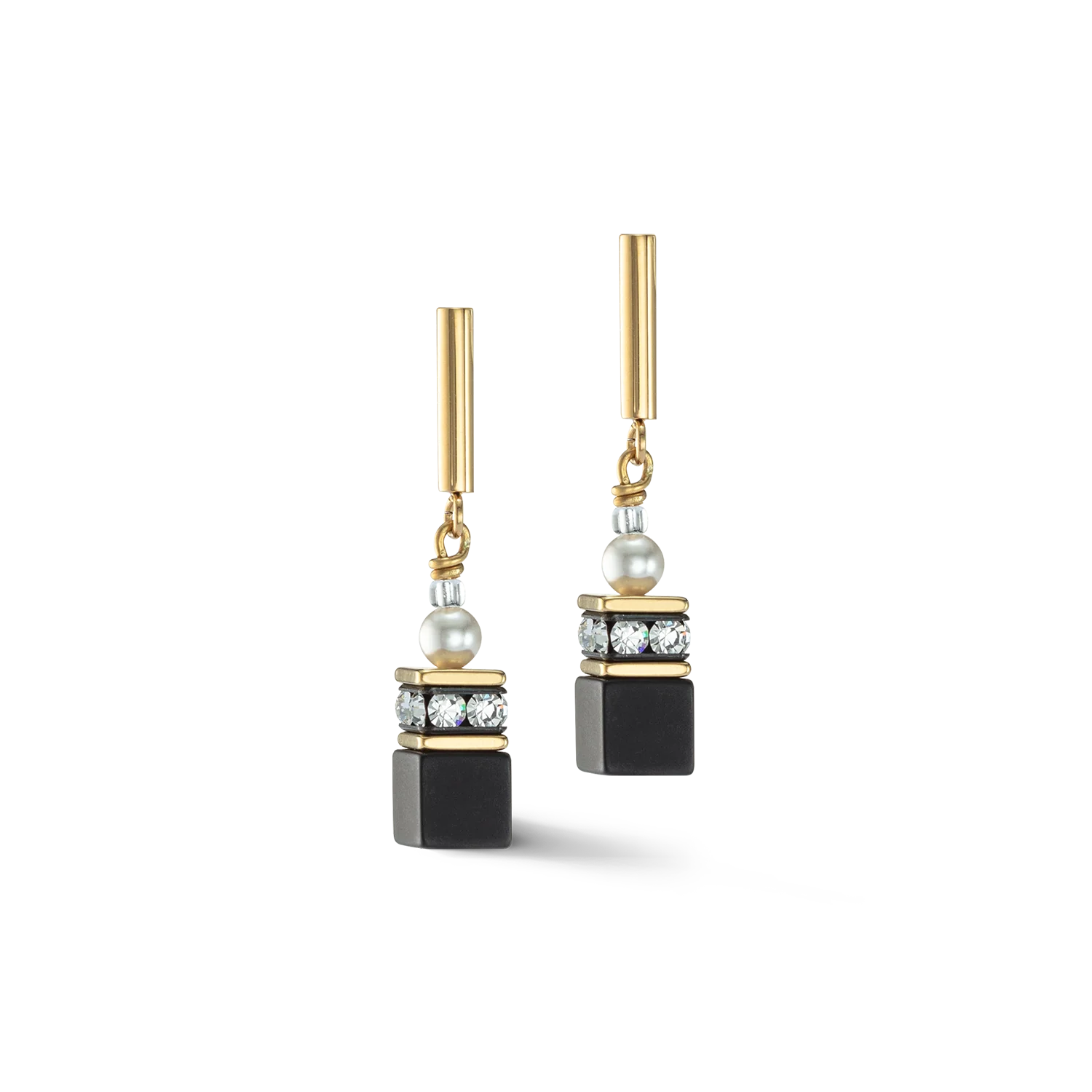 Örhängen Geocube® Precious Fusion Pearls earrings black-gold (508621 1316) - Dahlströms Guld