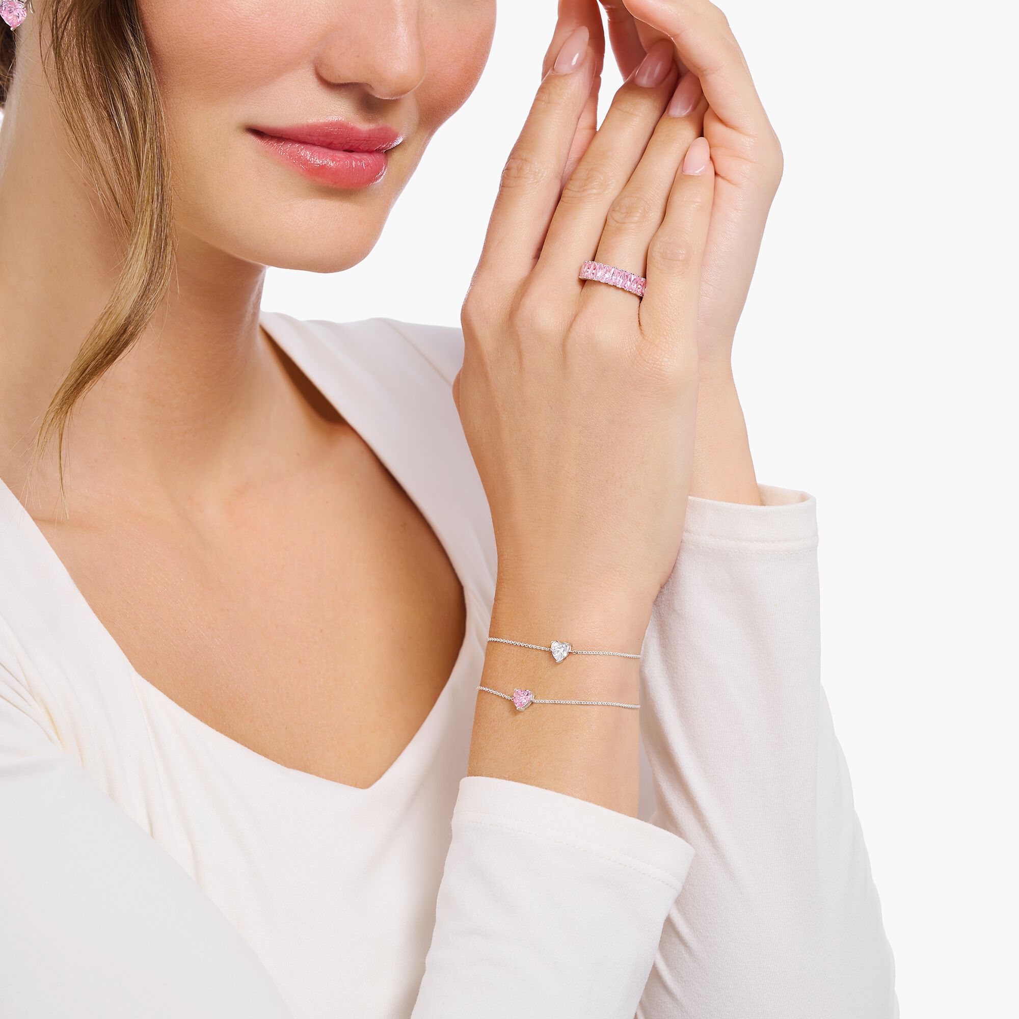 Armband med rosa hjärtformad sten A2157-051-9