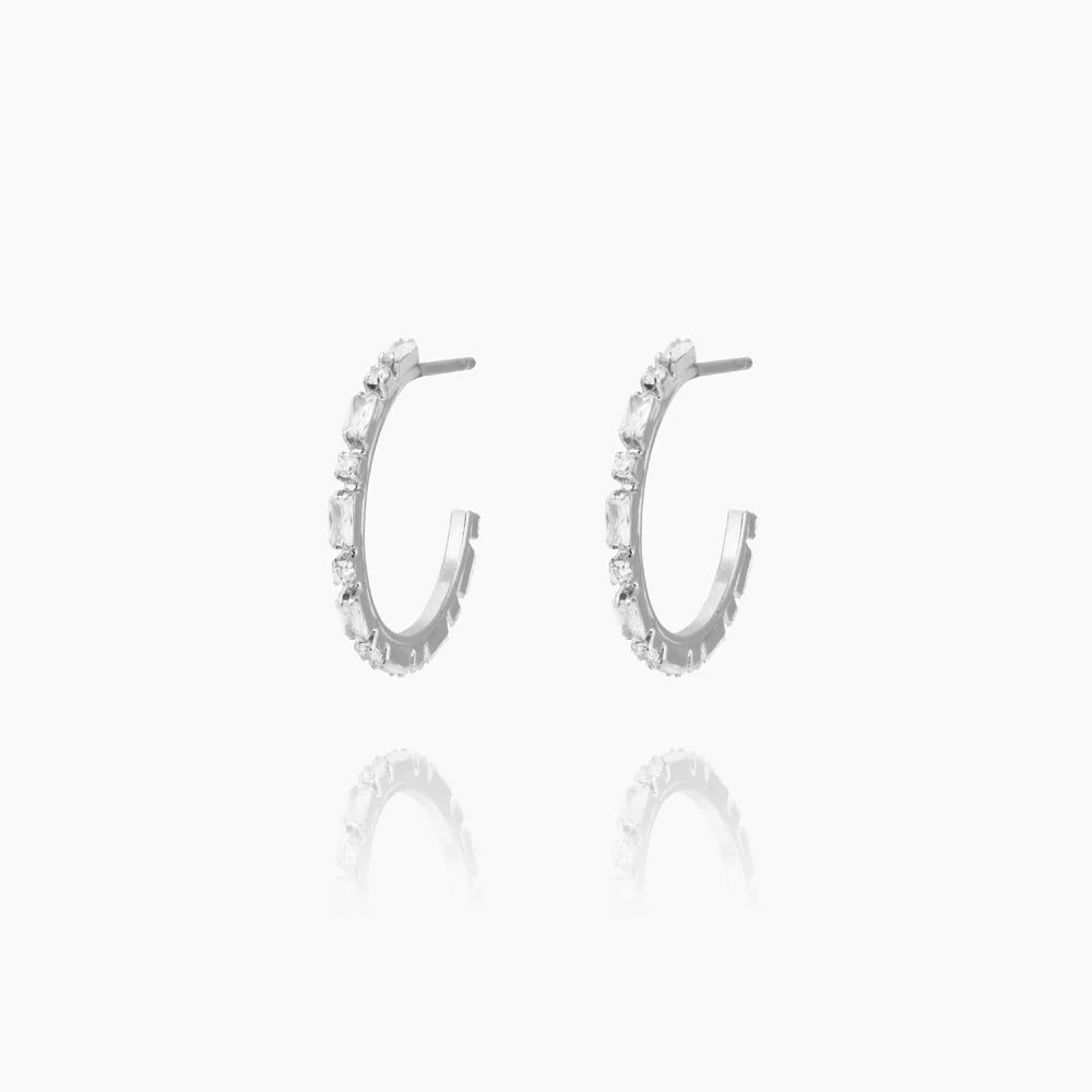 Örhängen Evelyne Loops Rhodium / Crystal