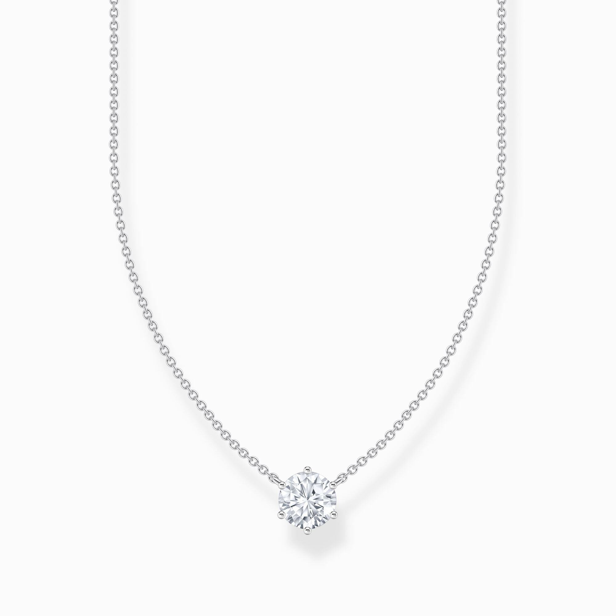 Halsband silver med vit rund sten KE2210-051-14 - Dahlströms Guld