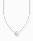 Halsband silver med vit rund sten KE2210-051-14 - Dahlströms Guld