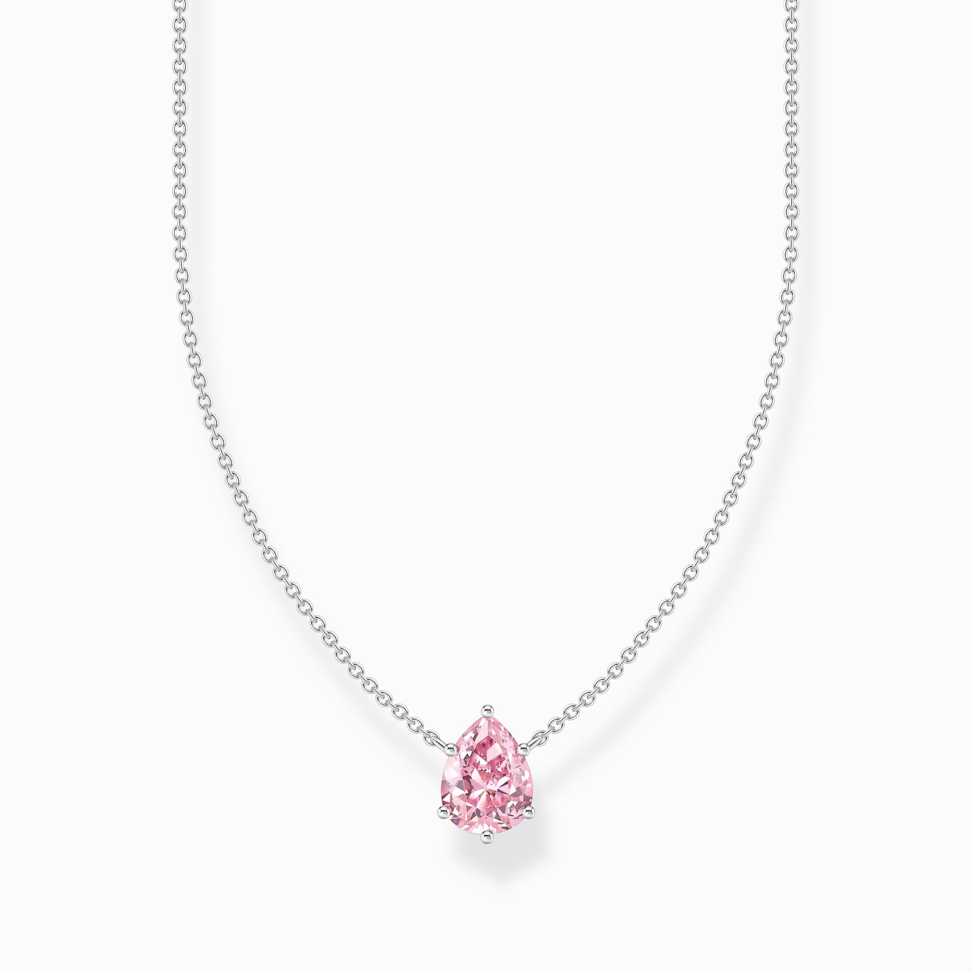Halsband silver med rosa droppformad sten KE2213-051-9 - Dahlströms Guld