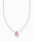 Halsband silver med rosa droppformad sten KE2213-051-9 - Dahlströms Guld