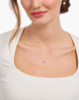 Halsband silver med rosa droppformad sten KE2213-051-9 - Dahlströms Guld