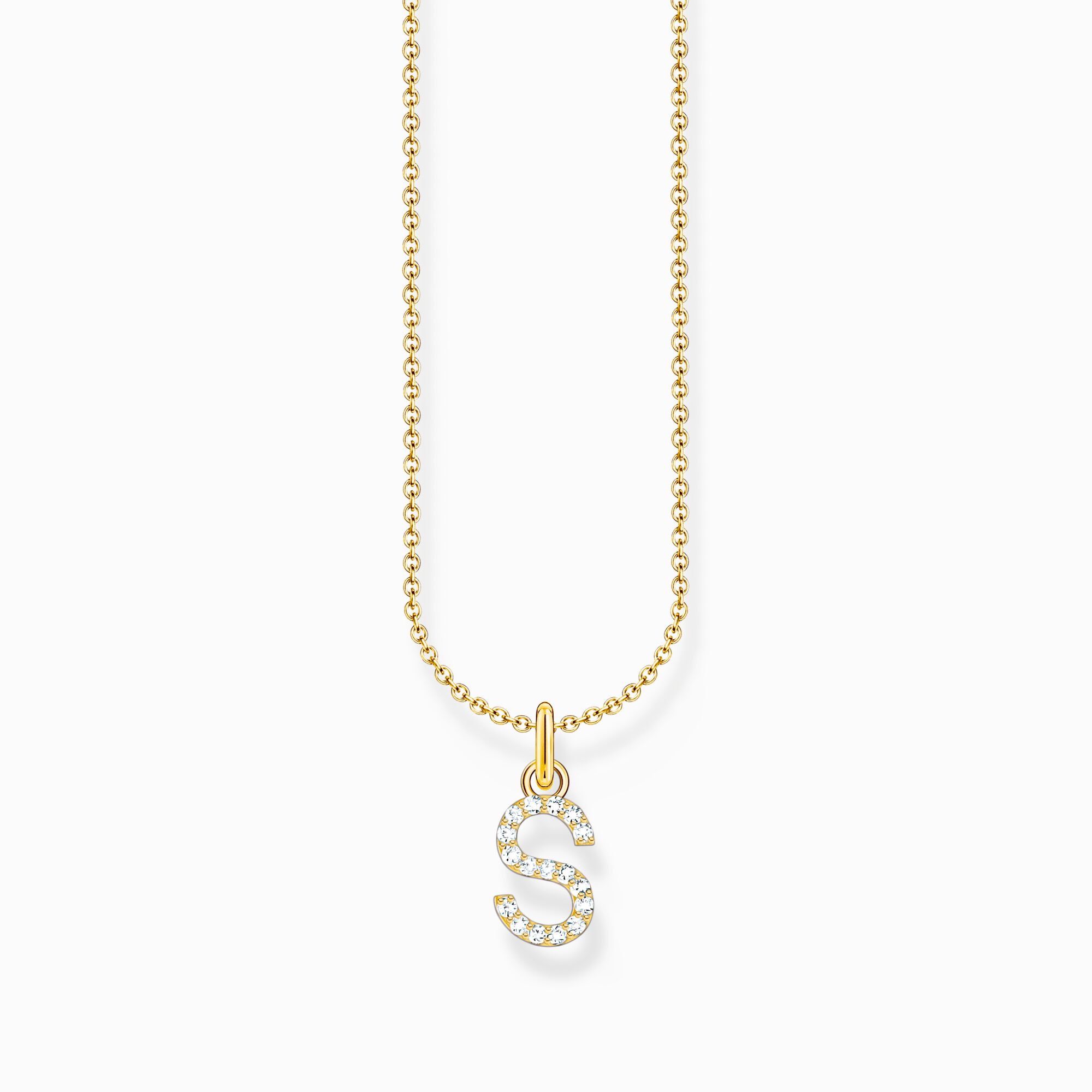 Halsband guldpläterat silver bokstav S KE2258-414-14