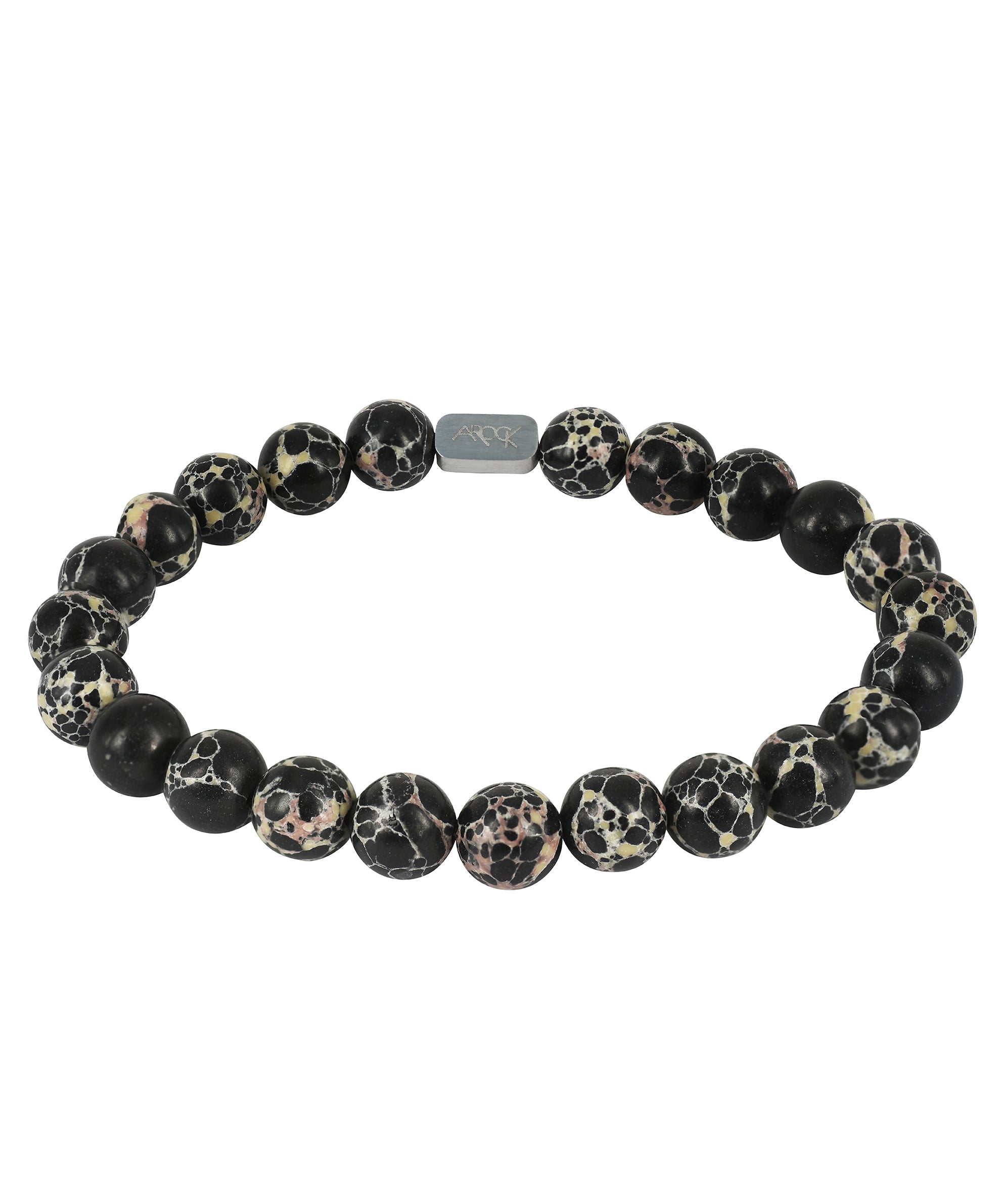 Armband MORRIS Svart/Beige 8mm - Dahlströms Guld
