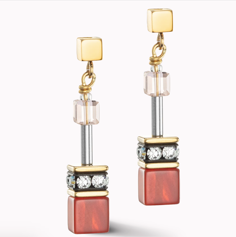 Örhängen Geocube® Crystals & Gemstones Red Biege (490521 0310) - Dahlströms Guld