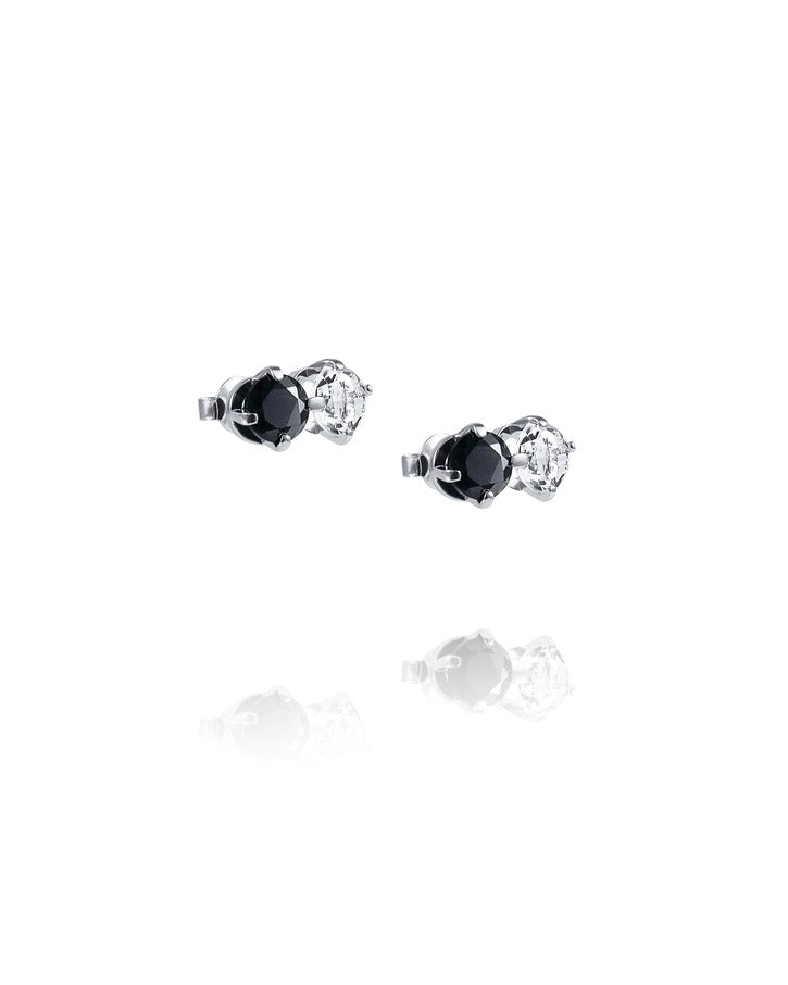 The Storm & I Ear Crystal Quartz/Onyx - Dahlströms Guld