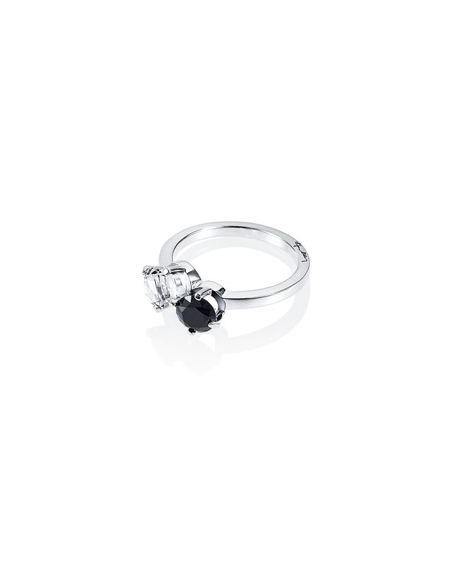 The Storm & I Ring Crystal Quartz/Onyx - Dahlströms Guld