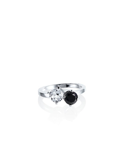 The Storm & I Ring Crystal Quartz/Onyx - Dahlströms Guld