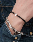 Armband Cross bead Svart/Stål
