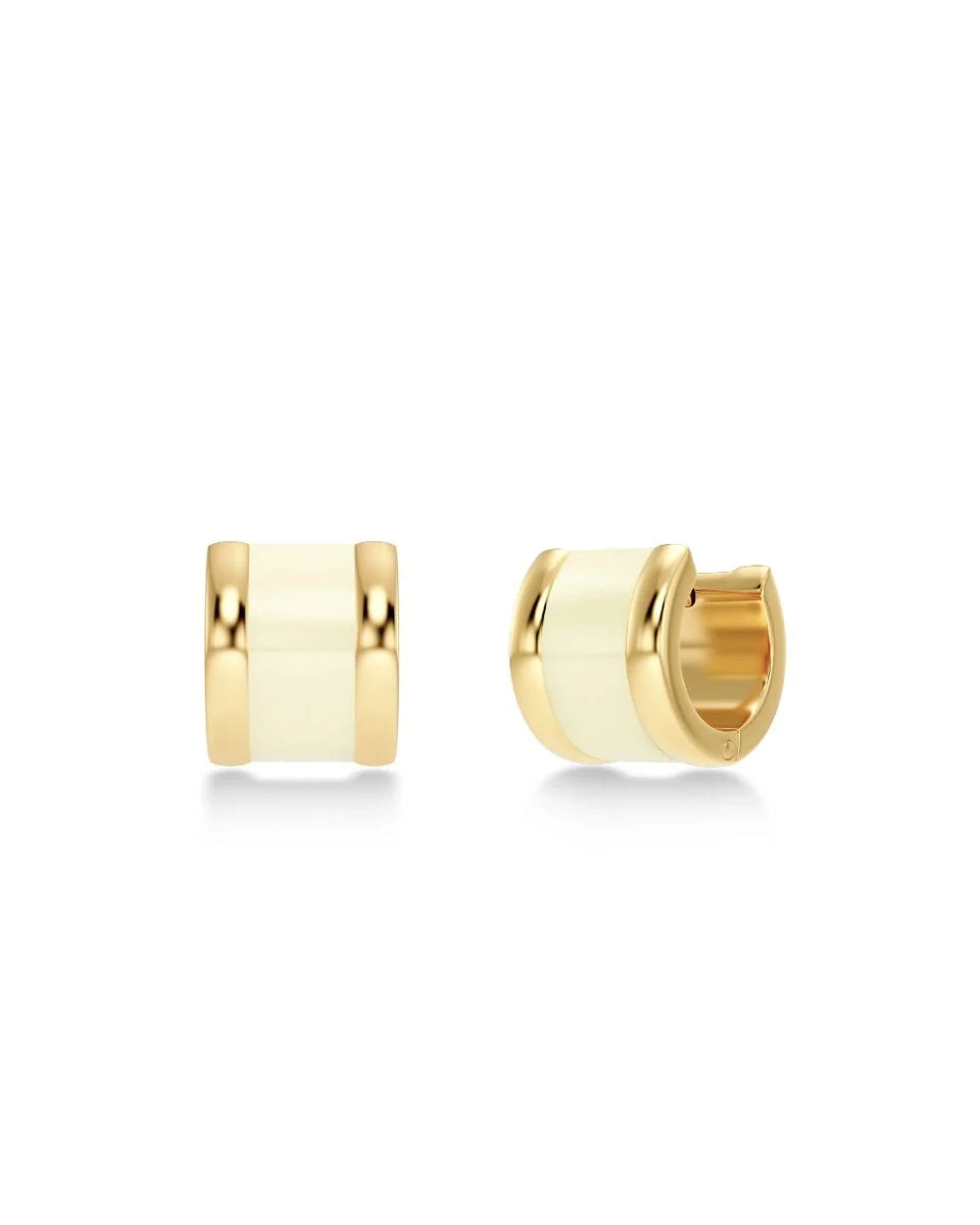 Örhängen Frame Enamel Hoops Offwhite Gold