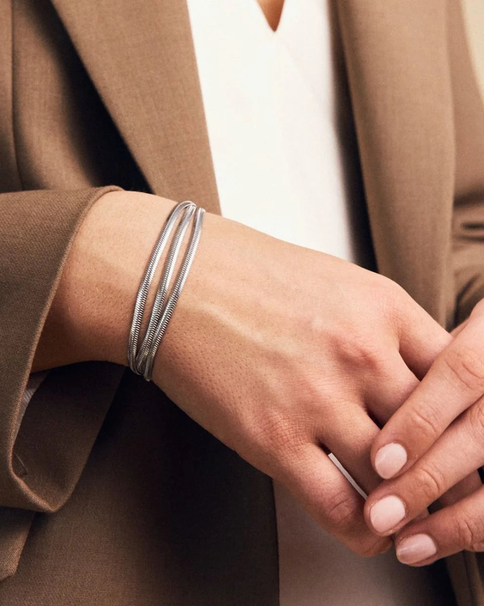 Armband Herringbone Triple Large Steel