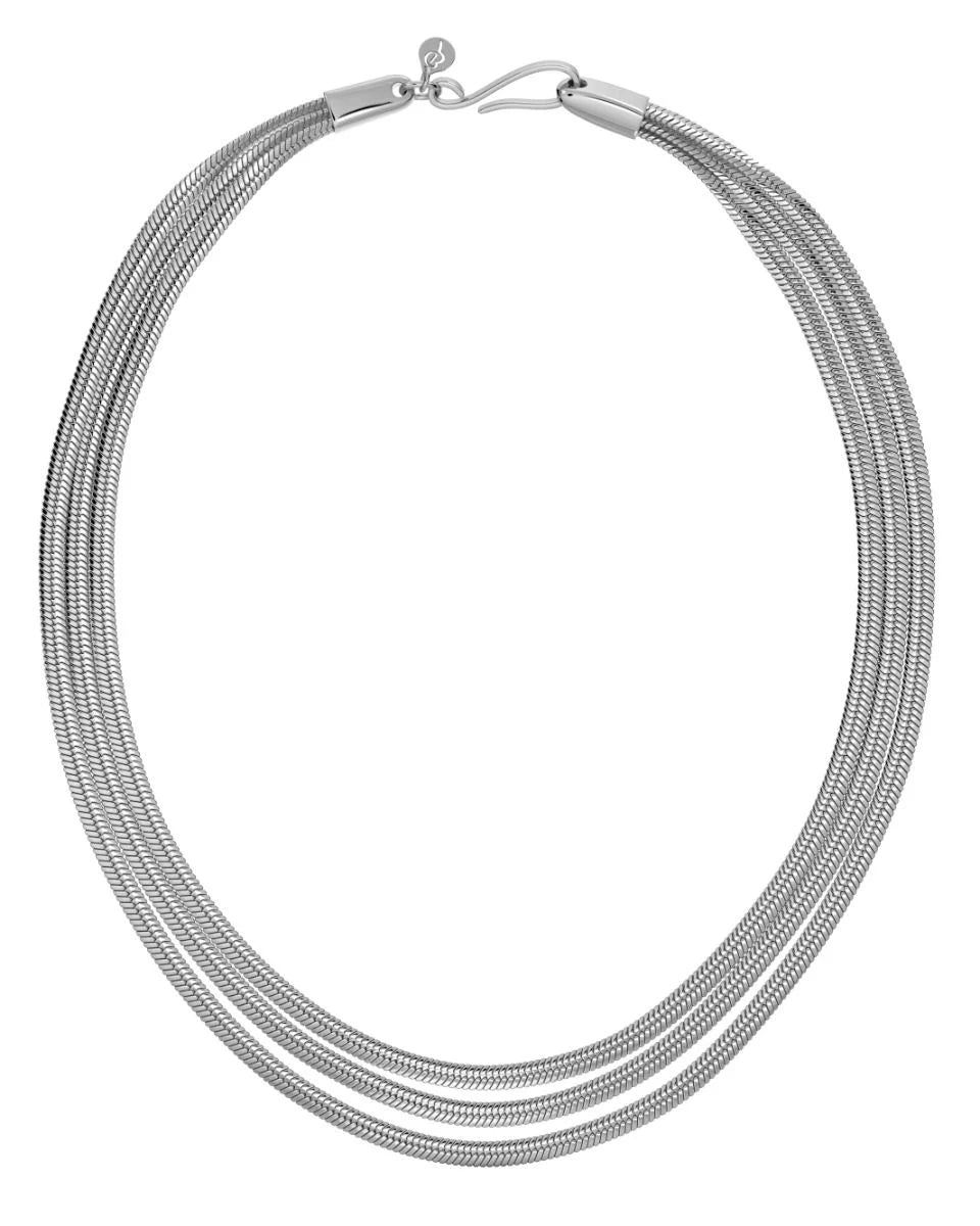 Halsband Herringbone Triple Necklace Steel - Dahlströms Guld