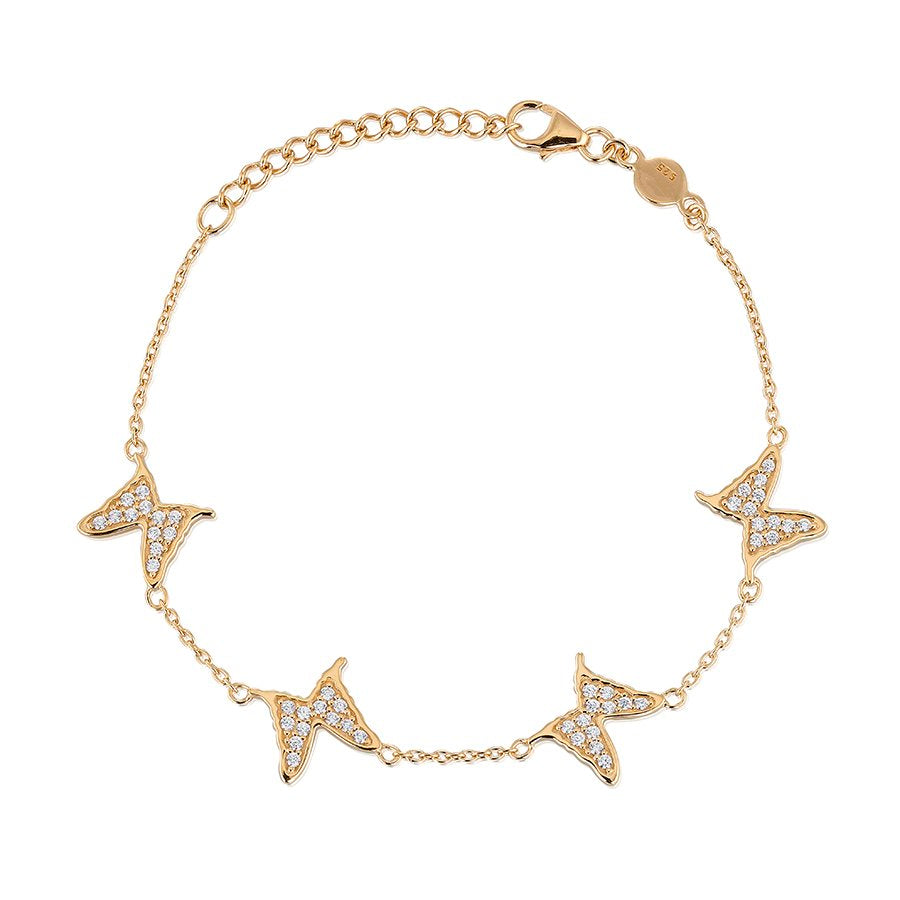 Armband Petite Papillion Sparkling x 4 fjärilar - Dahlströms Guld