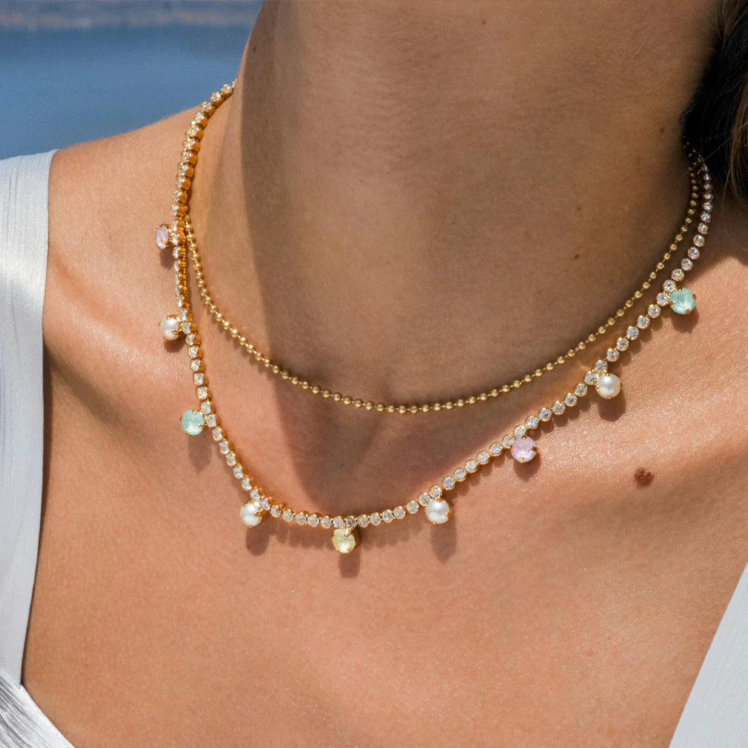 Halsband Millie Rhodium Soft Pastell Combo - Dahlströms Guld