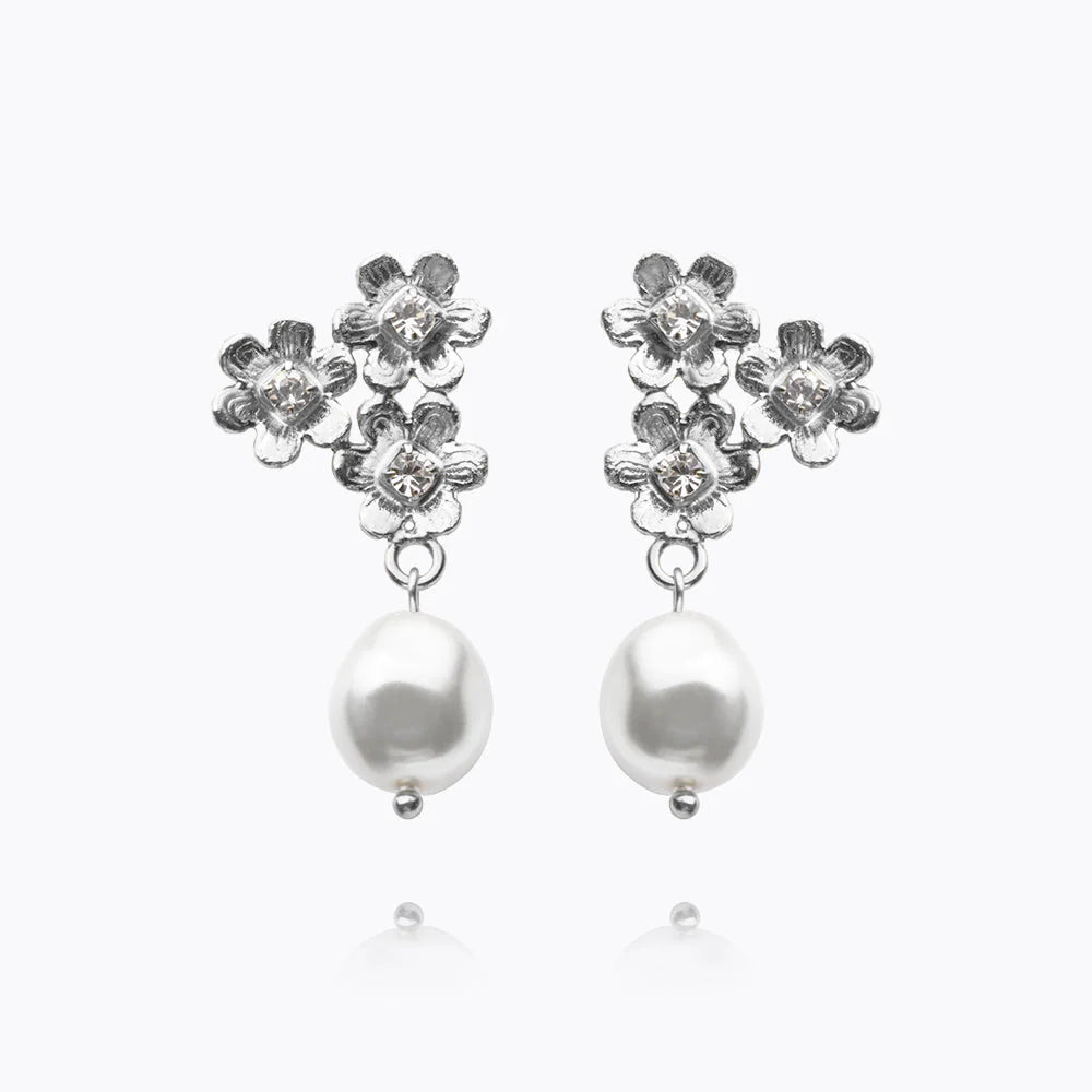 Örhängen Juni Rhodium Pearl Crystal