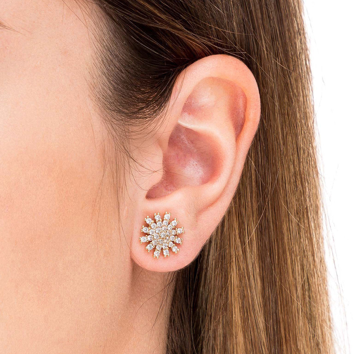 Örhängen med Cubic zirconia i guldpläterad mässing - Dahlströms Guld
