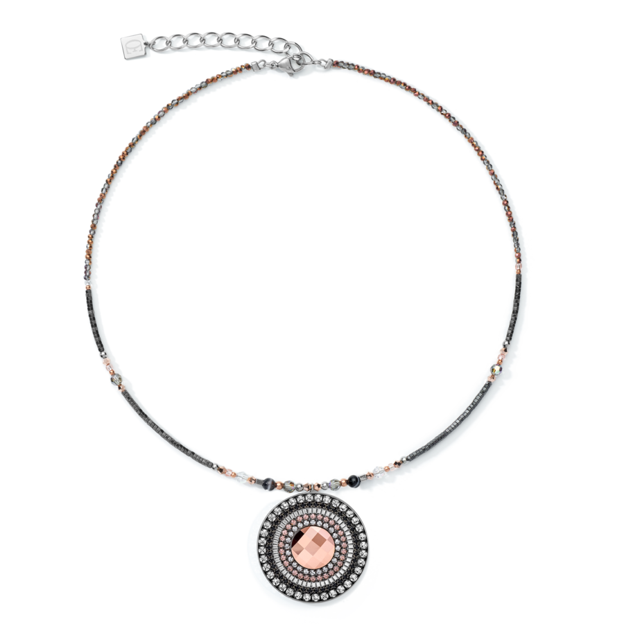 Halsband Amulet Small Crystals & Striped Onyx Grey Crystal 503510 1218 - Dahlströms Guld