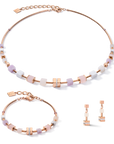 Armband Geocube® Big Cube Crystals Pavé Gemstones & Stainless Steel Rose Gold Rose Beige (505830 1910) - Dahlströms Guld