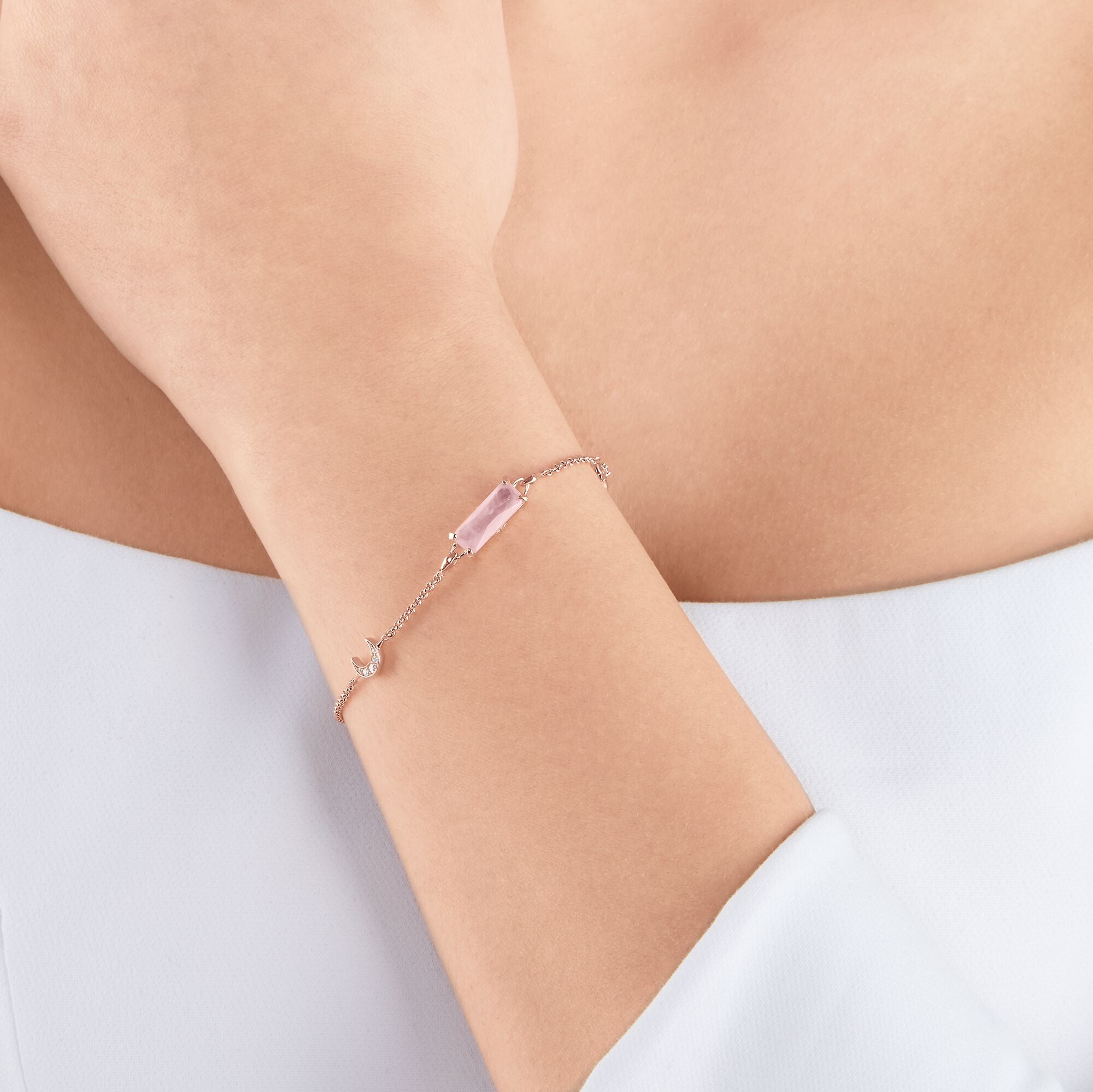Armband Rosa Med Måne Och Stjärna A1958 417 9 - Dahlströms Guld