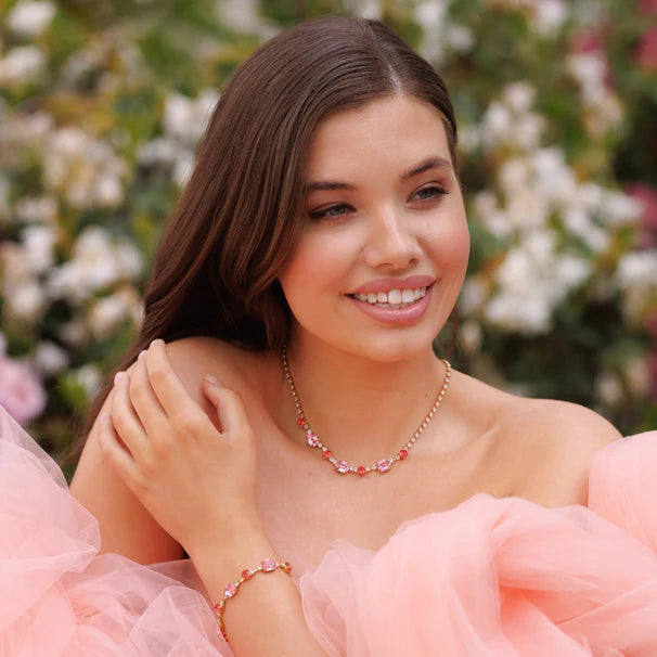 Corinna Halsband Gold/Coral Combo - Dahlströms Guld