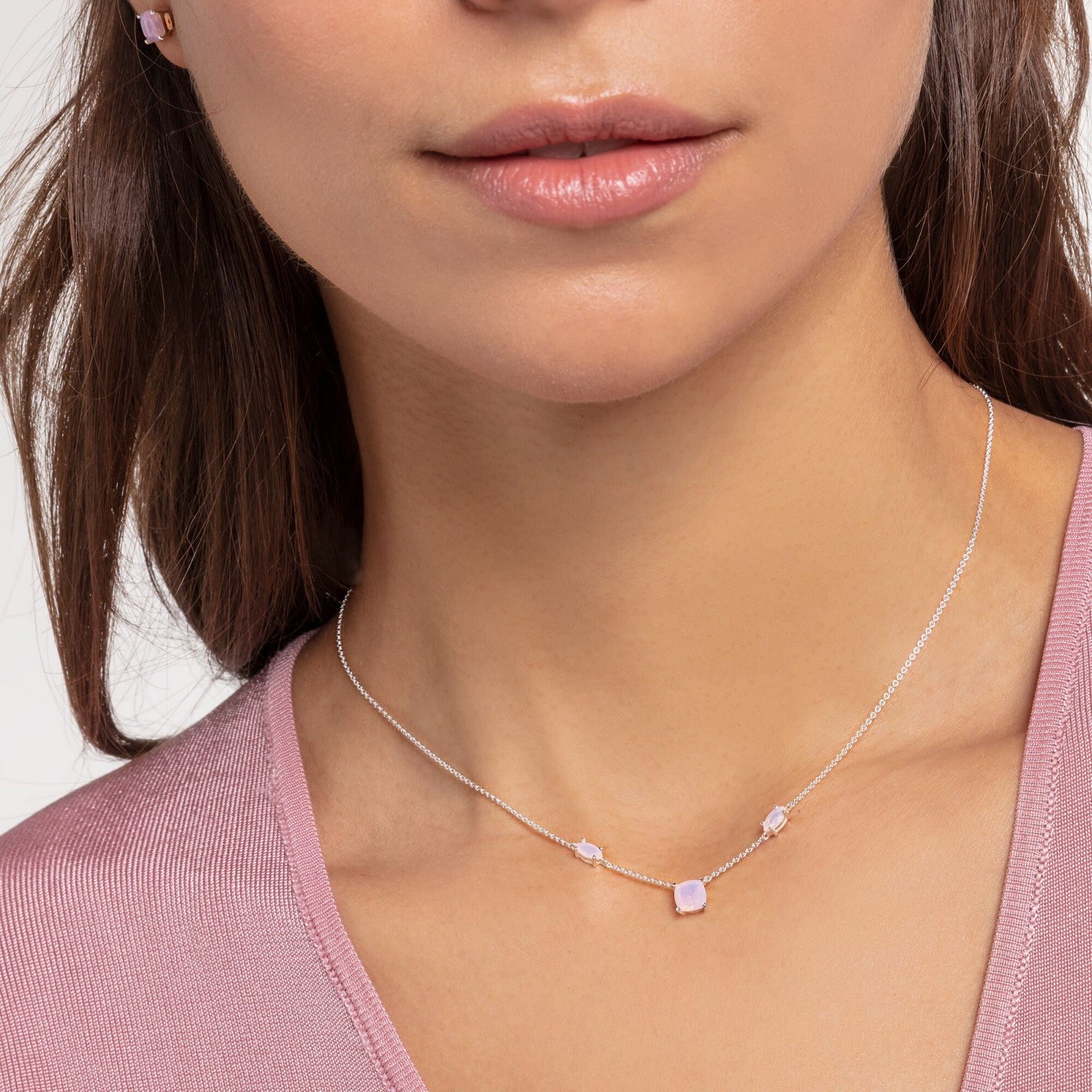 Halsband Opal Färgeffekt Rosa Skimrande Ke1952 699 7 - Dahlströms Guld