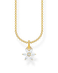 Halsband Blomma Vita Stenar Guld Ke2103 414 14 - Dahlströms Guld