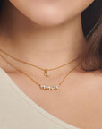 Halsband Blomma Vita Stenar Guld Ke2103 414 14 - Dahlströms Guld