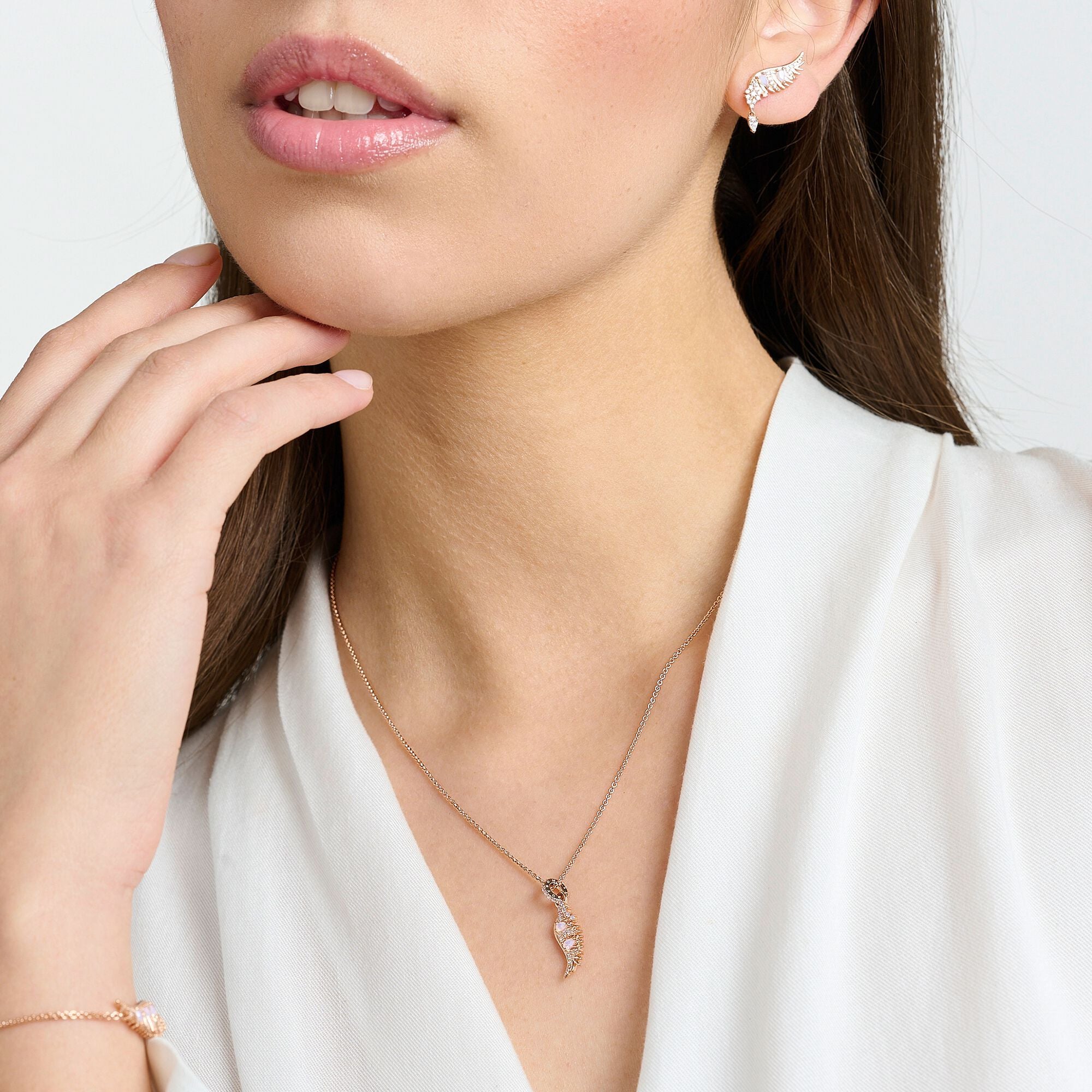 Halsband Fenixvingar Stenar Rosé Ke2168 323 9 - Dahlströms Guld