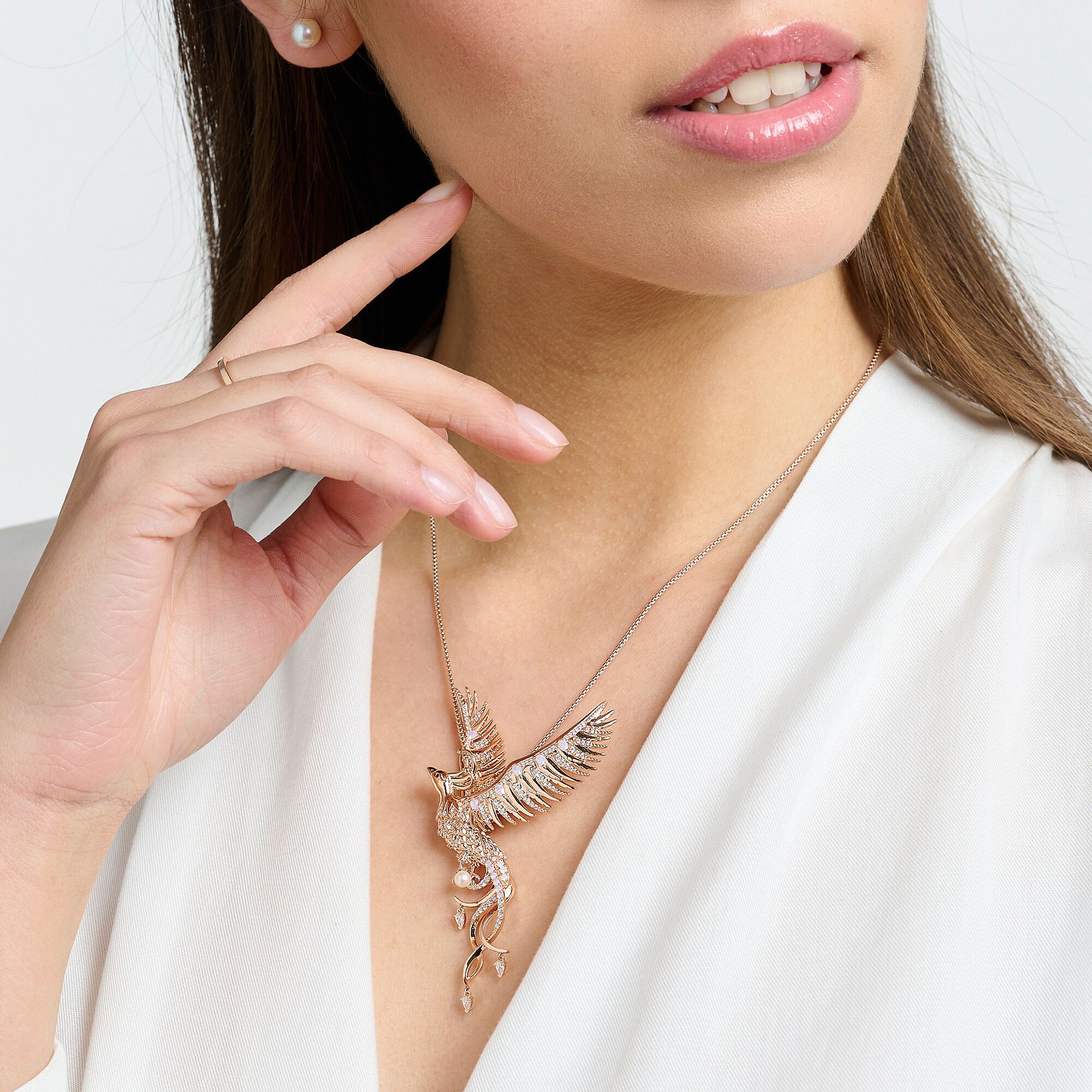 Hängsmycke Fenix Med Rosa Stenar Roséguld Pe937 426 7 - Dahlströms Guld