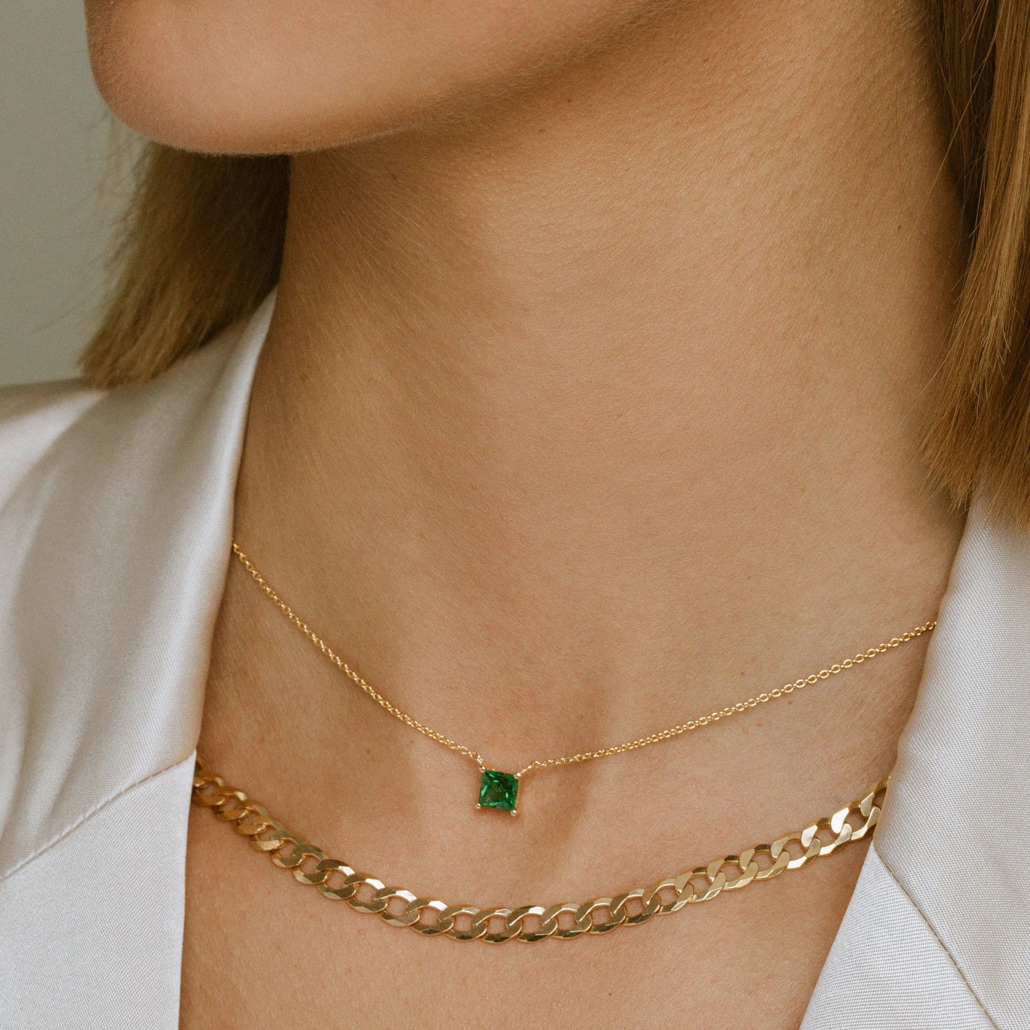 Halsband Ellera Quadrato 18K Guldpläterad Grön Zirkoniumoxid Sj N42279 Gcz Yg - Dahlströms Guld