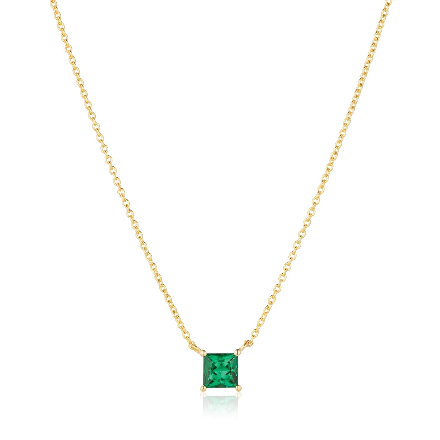 Halsband Ellera Quadrato 18K Guldpläterad Grön Zirkoniumoxid Sj N42279 Gcz Yg - Dahlströms Guld