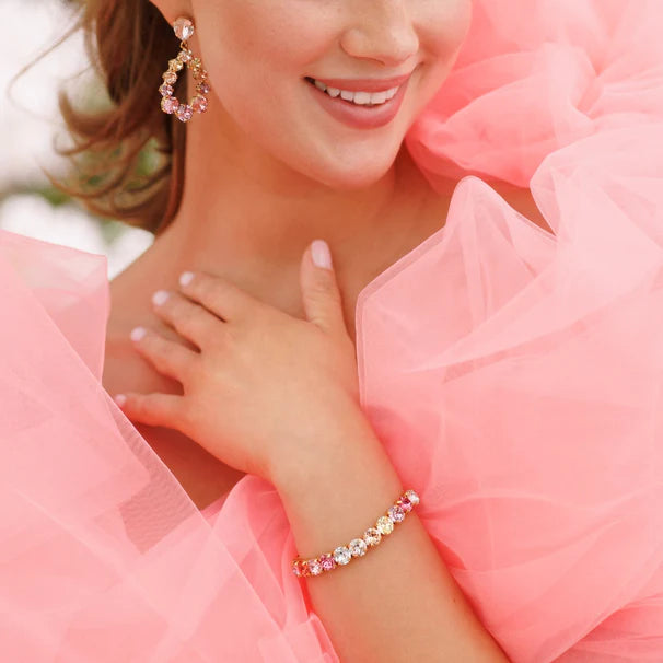 Gia Stud Armband Rhodium/ Pastel Rainbow Combo - Dahlströms Guld