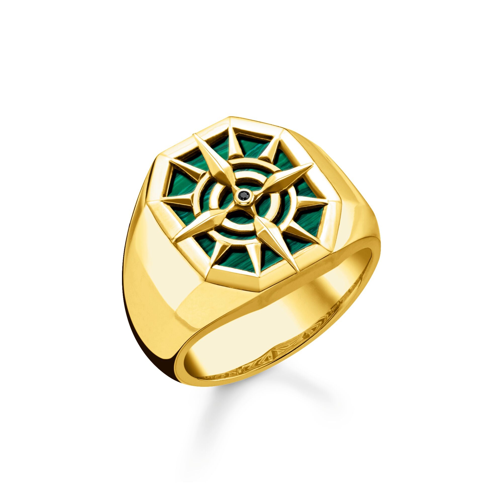 Ring Kompass Grön Guldfärgad - Dahlströms Guld