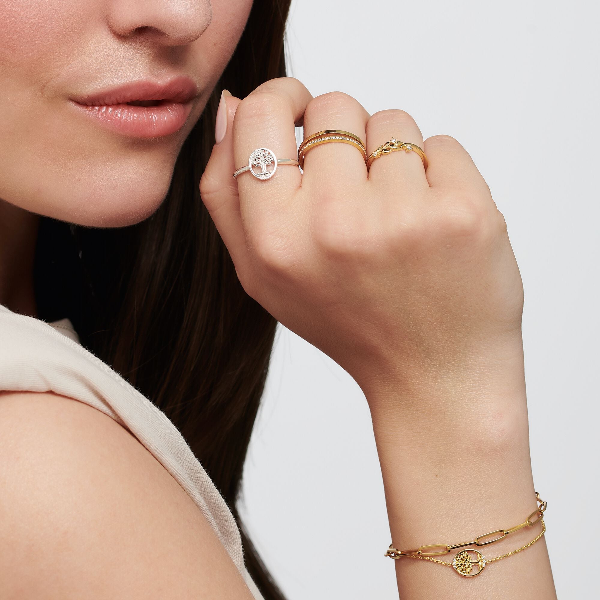 Ring Tree Of Love Med Vita Stenar Guld - Dahlströms Guld