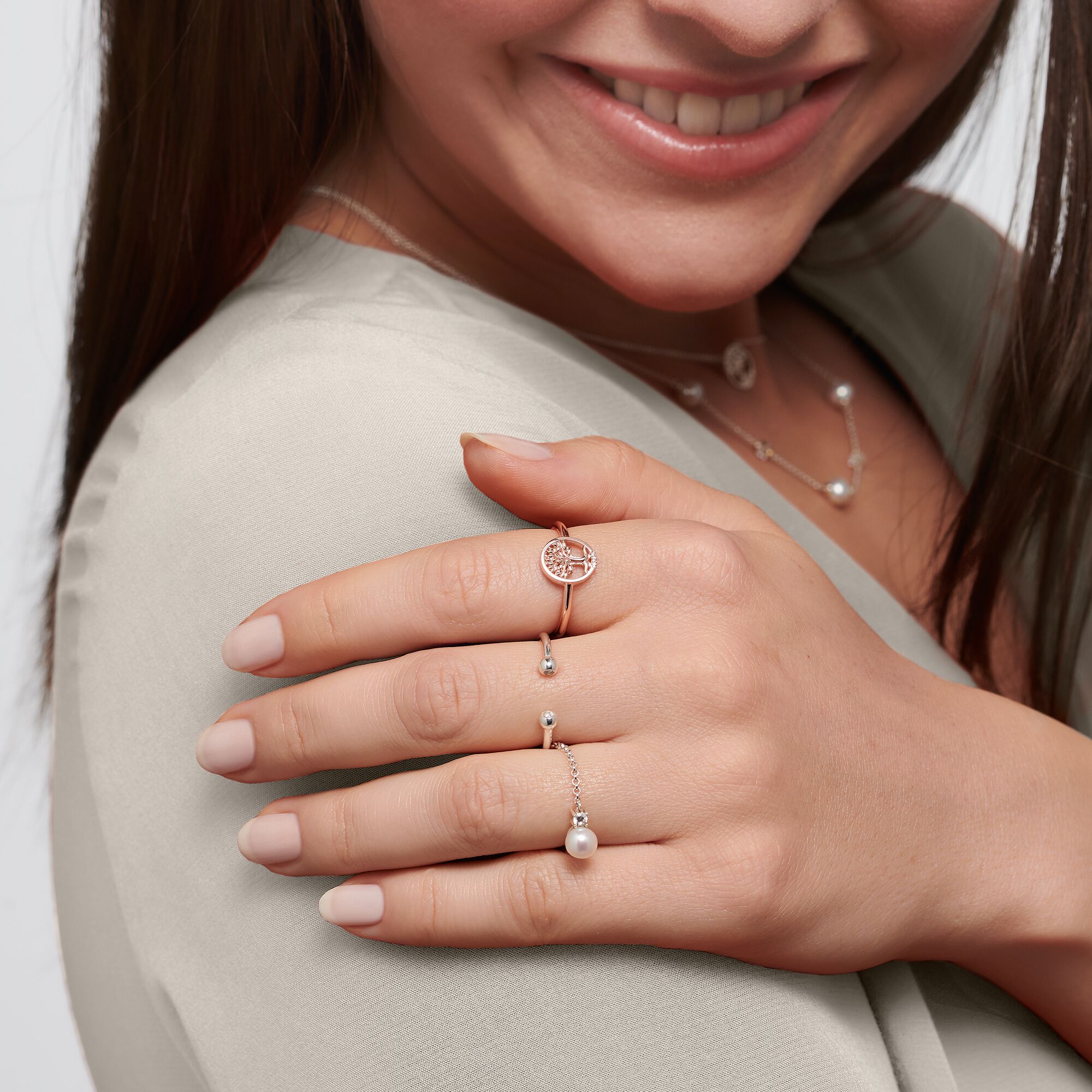 Ring Tree Of Love Med Vita Stenar Rosé - Dahlströms Guld