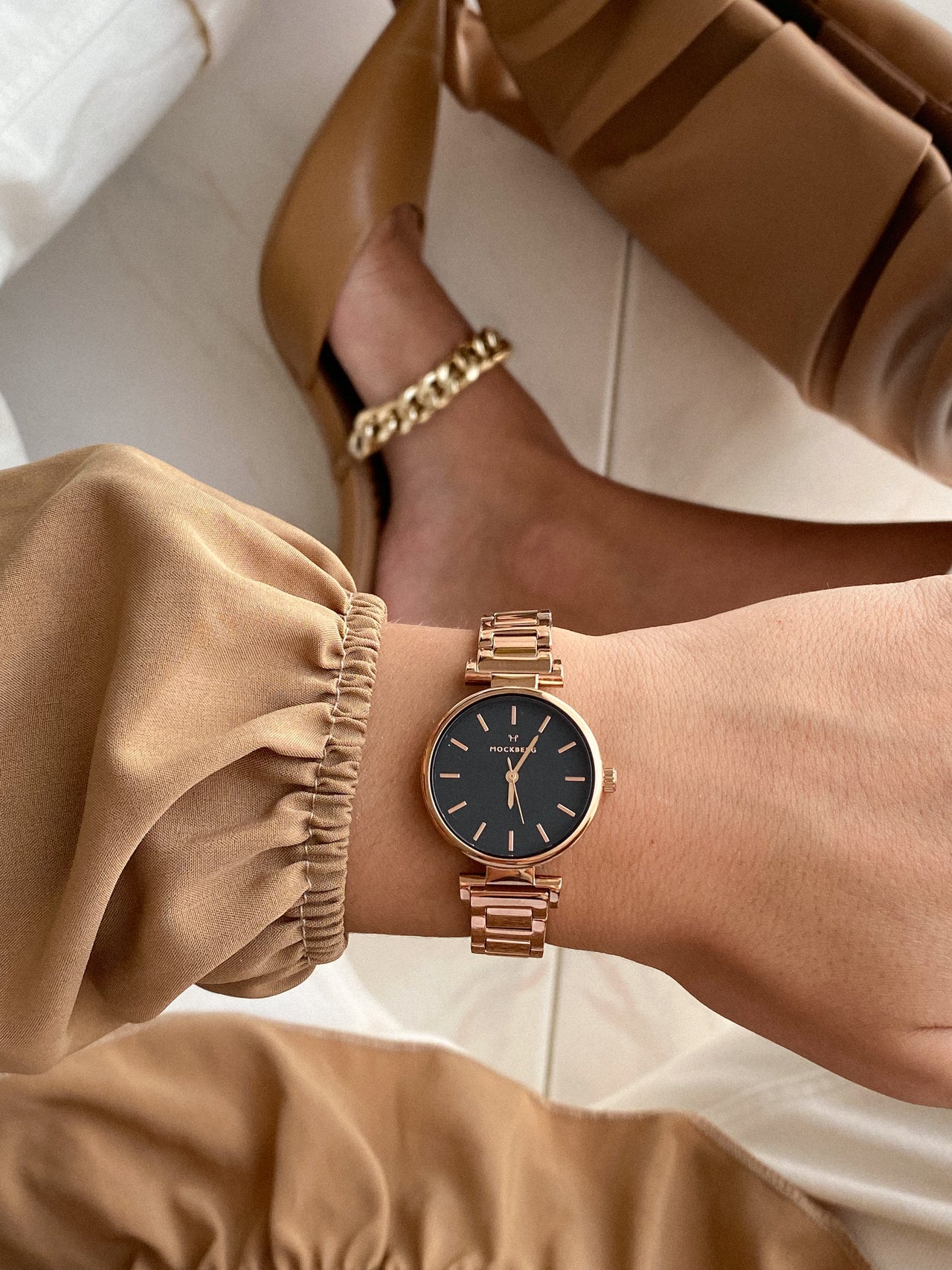 Klocka Modest Links 34 mm Rosegold - Svart Urtavla - Dahlströms Guld