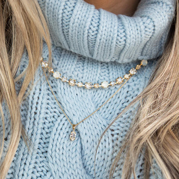Halsband Petite Navette Rhodium Crystal - Dahlströms Guld