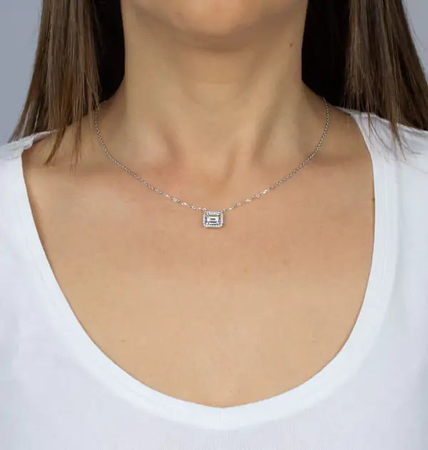 Halsband Platinum Zirconia Square - Dahlströms Guld