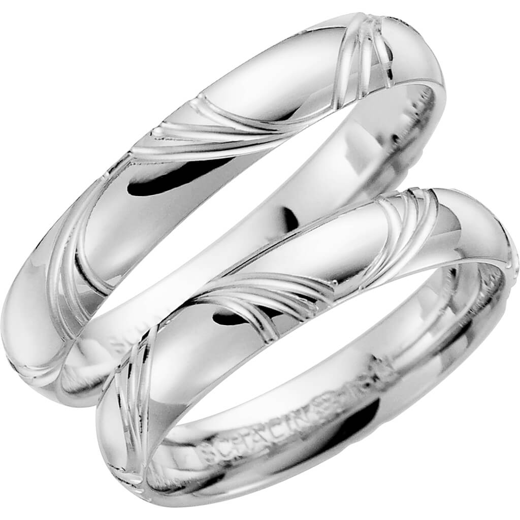 253-4 - Mönstrad ring i vitguld - Dahlströms Guld