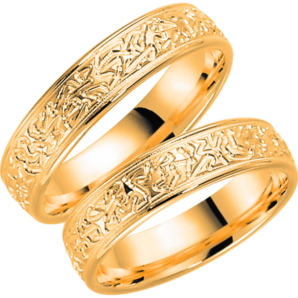 270-5 - Mönstrad ring i rödguld - Dahlströms Guld
